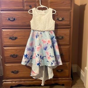 RARE EDITIONS sleeveless high low floral rhinestone formal dress size 4T